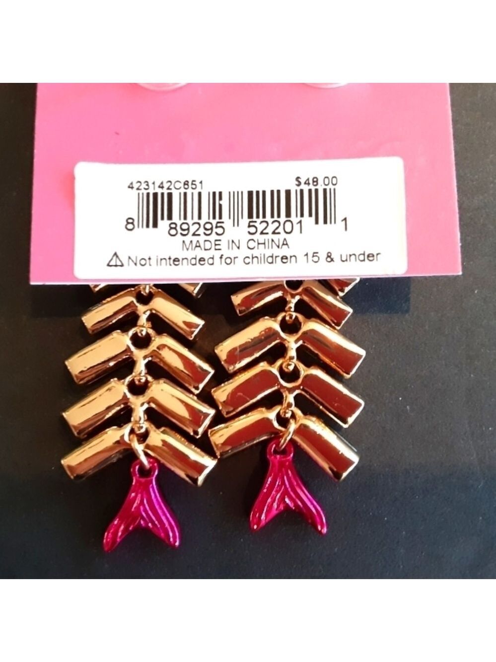 Betsey Johnson Reef Fish Christmas Tree Chandelier Earrings New - Picture 2 of 2